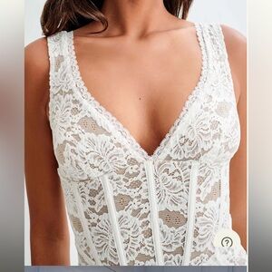 White Lace Corset midi dress meshki